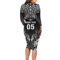 Custom New Zealand Fishing Family Matching Long Sleeve Bodycon Dress and Hawaiian Shirt Aotearoa Maori Koru LT05 - Polynesian Pride