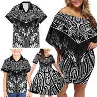 Custom New Zealand Fishing Family Matching Off Shoulder Short Dress and Hawaiian Shirt Aotearoa Maori Koru - Polynesian Pride