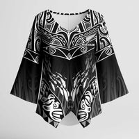 Custom New Zealand Fishing Kimono Sleeve Blouse Aotearoa Maori Koru - Polynesian Pride