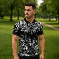 Custom New Zealand Fishing Zipper Polo Shirt Aotearoa Maori Koru - Polynesian Pride