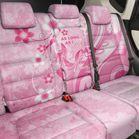 Memorial Pink Breast Cancer Awareness Back Car Seat Cover Plumeria Floral Tribal Pattern - Polynesian Pride