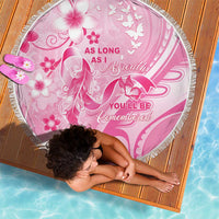 Memorial Pink Breast Cancer Awareness Beach Blanket Plumeria Floral Tribal Pattern - Polynesian Pride