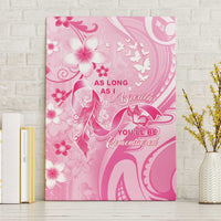 Memorial Pink Breast Cancer Awareness Canvas Wall Art Plumeria Floral Tribal Pattern - Polynesian Pride