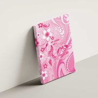 Memorial Pink Breast Cancer Awareness Canvas Wall Art Plumeria Floral Tribal Pattern - Polynesian Pride