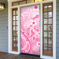 Personalised Memorial Pink Breast Cancer Awareness Door Cover Plumeria Floral Tribal Pattern - Polynesian Pride