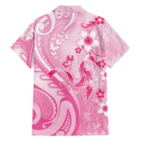 Personalised Memorial Pink Breast Cancer Awareness Family Matching Puletasi and Hawaiian Shirt Plumeria Floral Tribal Pattern LT05 - Polynesian Pride