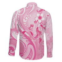 Personalised Memorial Pink Breast Cancer Awareness Family Matching Summer Maxi Dress and Hawaiian Shirt Plumeria Floral Tribal Pattern LT05 - Polynesian Pride