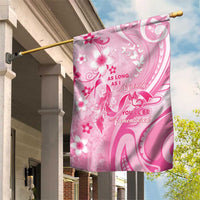 Memorial Pink Breast Cancer Awareness Garden Flag Plumeria Floral Tribal Pattern - Polynesian Pride