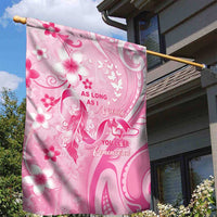 Memorial Pink Breast Cancer Awareness Garden Flag Plumeria Floral Tribal Pattern - Polynesian Pride