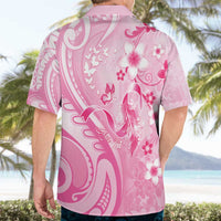 Personalised Memorial Pink Breast Cancer Awareness Hawaiian Shirt Plumeria Floral Tribal Pattern - Polynesian Pride