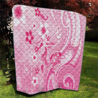 Memorial Pink Breast Cancer Awareness Quilt Plumeria Floral Tribal Pattern - Polynesian Pride