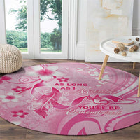 Memorial Pink Breast Cancer Awareness Round Carpet Plumeria Floral Tribal Pattern - Polynesian Pride