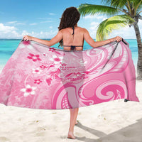 Memorial Pink Breast Cancer Awareness Sarong Plumeria Floral Tribal Pattern - Polynesian Pride