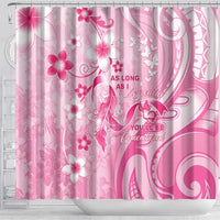 Memorial Pink Breast Cancer Awareness Shower Curtain Plumeria Floral Tribal Pattern - Polynesian Pride