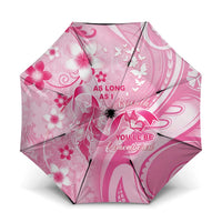 Memorial Pink Breast Cancer Awareness Umbrella Plumeria Floral Tribal Pattern - Polynesian Pride