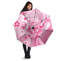 Memorial Pink Breast Cancer Awareness Umbrella Plumeria Floral Tribal Pattern - Polynesian Pride