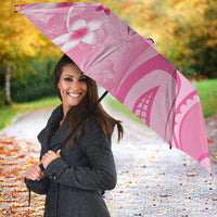 Memorial Pink Breast Cancer Awareness Umbrella Plumeria Floral Tribal Pattern - Polynesian Pride