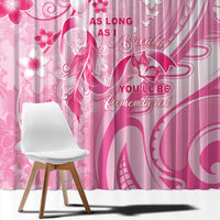 Memorial Pink Breast Cancer Awareness Window Curtain Plumeria Floral Tribal Pattern - Polynesian Pride