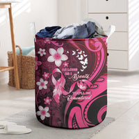 Memorial Breast Cancer Awareness Laundry Basket Plumeria Floral Tribal Pattern - Polynesian Pride