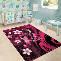 Memorial Breast Cancer Awareness Area Rug Plumeria Floral Tribal Pattern - Polynesian Pride