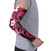 Personalised Memorial Breast Cancer Awareness Arm Sleeves Plumeria Floral Tribal Pattern - Polynesian Pride