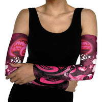 Personalised Memorial Breast Cancer Awareness Arm Sleeves Plumeria Floral Tribal Pattern - Polynesian Pride