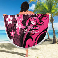 Memorial Breast Cancer Awareness Beach Blanket Plumeria Floral Tribal Pattern - Polynesian Pride