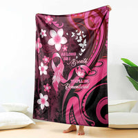 Memorial Breast Cancer Awareness Blanket Plumeria Floral Tribal Pattern - Polynesian Pride