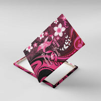 Memorial Breast Cancer Awareness Canvas Wall Art Plumeria Floral Tribal Pattern - Polynesian Pride