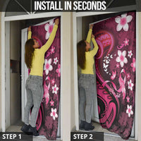 Personalised Memorial Breast Cancer Awareness Door Cover Plumeria Floral Tribal Pattern - Polynesian Pride