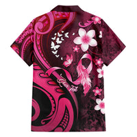 Personalised Memorial Breast Cancer Awareness Family Matching Long Sleeve Bodycon Dress and Hawaiian Shirt Plumeria Floral Tribal Pattern - Polynesian Pride