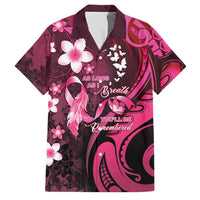 Personalised Memorial Breast Cancer Awareness Family Matching Mermaid Dress and Hawaiian Shirt Plumeria Floral Tribal Pattern LT05 Dad's Shirt - Short Sleeve Black - Polynesian Pride