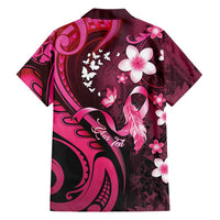 Personalised Memorial Breast Cancer Awareness Family Matching Off Shoulder Short Dress and Hawaiian Shirt Plumeria Floral Tribal Pattern LT05 - Polynesian Pride