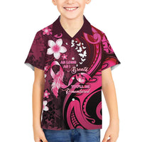 Personalised Memorial Breast Cancer Awareness Family Matching Off Shoulder Short Dress and Hawaiian Shirt Plumeria Floral Tribal Pattern LT05 Son's Shirt Black - Polynesian Pride