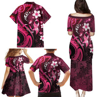 Personalised Memorial Breast Cancer Awareness Family Matching Puletasi and Hawaiian Shirt Plumeria Floral Tribal Pattern LT05 - Polynesian Pride