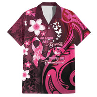 Personalised Memorial Breast Cancer Awareness Family Matching Puletasi and Hawaiian Shirt Plumeria Floral Tribal Pattern - Polynesian Pride