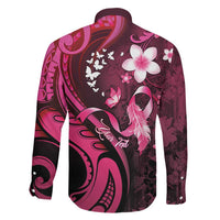 Personalised Memorial Breast Cancer Awareness Family Matching Short Sleeve Bodycon Dress and Hawaiian Shirt Plumeria Floral Tribal Pattern LT05 - Polynesian Pride