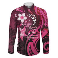Personalised Memorial Breast Cancer Awareness Family Matching Tank Maxi Dress and Hawaiian Shirt Plumeria Floral Tribal Pattern LT05 Dad's Shirt - Long Sleeve Black - Polynesian Pride