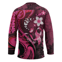 Personalised Memorial Breast Cancer Awareness Hockey Jersey Plumeria Floral Tribal Pattern - Polynesian Pride