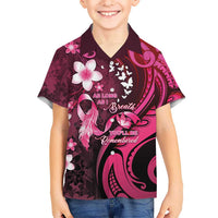 Personalised Memorial Breast Cancer Awareness Kid Hawaiian Shirt Plumeria Floral Tribal Pattern - Polynesian Pride