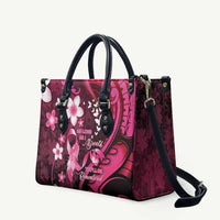 Memorial Breast Cancer Awareness Leather Bag Plumeria Floral Tribal Pattern - Polynesian Pride