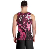 Personalised Memorial Breast Cancer Awareness Men Tank Top Plumeria Floral Tribal Pattern - Polynesian Pride