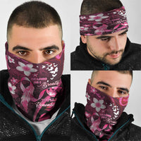 Memorial Breast Cancer Awareness Neck Gaiter Plumeria Floral Tribal Pattern - Polynesian Pride