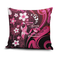 Memorial Breast Cancer Awareness Pillow Cover Plumeria Floral Tribal Pattern - Polynesian Pride