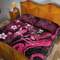 Memorial Breast Cancer Awareness Quilt Bed Set Plumeria Floral Tribal Pattern - Polynesian Pride