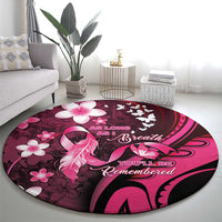 Memorial Breast Cancer Awareness Round Carpet Plumeria Floral Tribal Pattern - Polynesian Pride