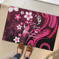 Memorial Breast Cancer Awareness Rubber Doormat Plumeria Floral Tribal Pattern - Polynesian Pride