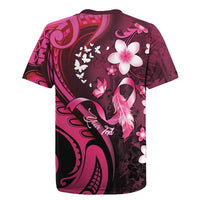 Personalised Memorial Breast Cancer Awareness Rugby Jersey Plumeria Floral Tribal Pattern - Polynesian Pride