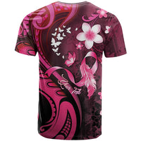 Personalised Memorial Breast Cancer Awareness T Shirt Plumeria Floral Tribal Pattern - Polynesian Pride