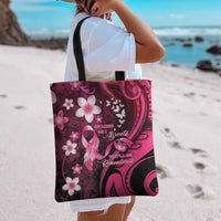Memorial Breast Cancer Awareness Tote Bag Plumeria Floral Tribal Pattern - Polynesian Pride